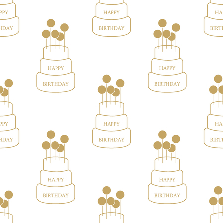seamless pattern with cake for happy birthday. vector, isolatedのイラスト素材
