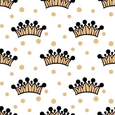 white seamless pattern with big crown. vectorのイラスト素材