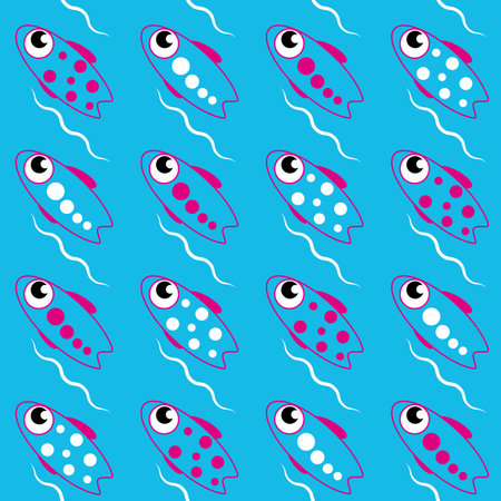 seamless pattern with funny and kind cartoon fish. children. vectorのイラスト素材
