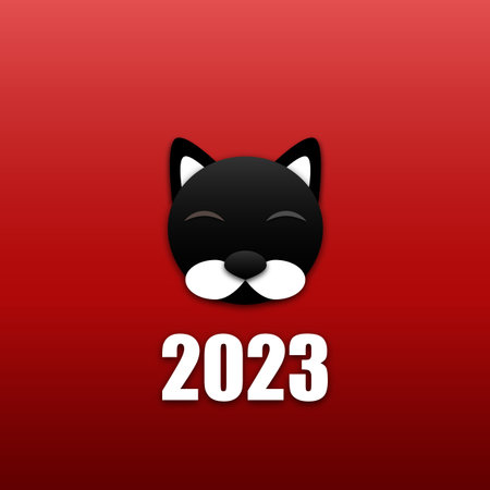 muzzle of a black cat. new year 2023. Eastern Chinese calendar. vector
