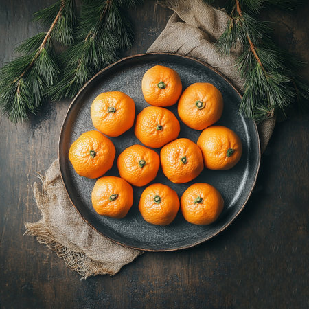 tangerines on a large platter. photoの写真素材