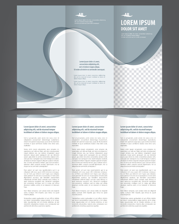 Vector empty trifold brochure template design with gray elementsのイラスト素材