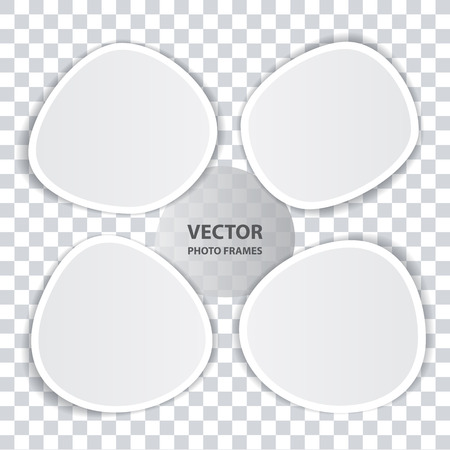 Set of blank vector white photo frames with transparent shadow for realistic albumのイラスト素材