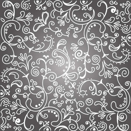 Floral white ornament on dark backround. Wallpaper pattern.のイラスト素材