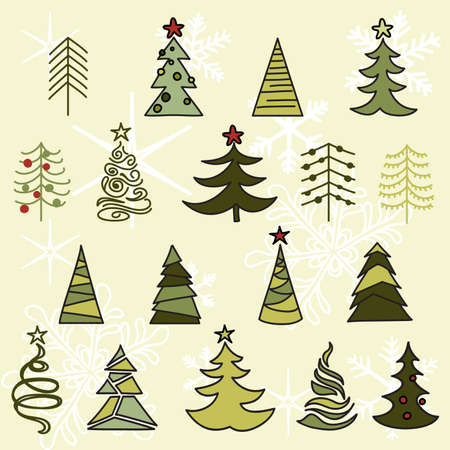 Trees drawn hand sketch. Christmas and New Year.のイラスト素材