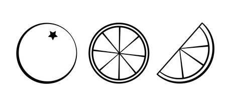 Orange symbol graphic element set. Vector illustration minimalist line art, cut out on white backgroundのイラスト素材