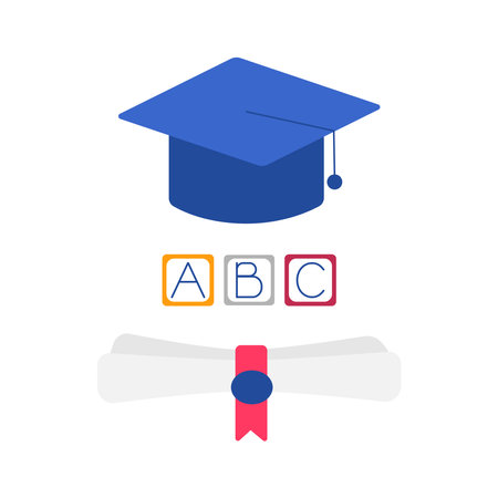 Graduate attributes vector color illustration flat design on white backgroundのイラスト素材