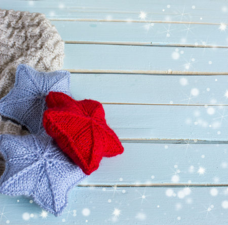 Christmas and New Year background. The concept of colorful, warm and cozy winter holidays. Copy...