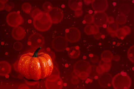 Halloween. Pumpkin. Traditional halloween decor and festive lights. Place for text.の写真素材