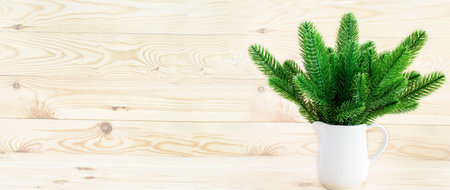 Christmas and New Year. The concept of Christmas decor from natural materials. Christmas tree...