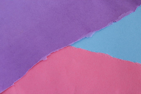 Abstract background of colored paper. Texture of torn paper edge. The concept of back to school....