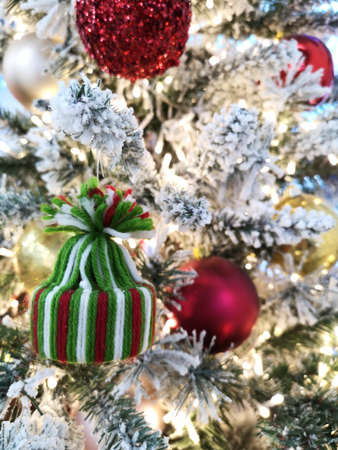 Christmas. Decorated Christmas tree. Holiday decoration concept. New Year. Vertical.の写真素材