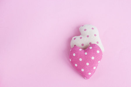 Minimalistic background for the celebration of Valentine's Day. Happy holiday greetings concept. Place for text. Flat layout.の写真素材