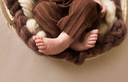 Foot of the newborn baby, tenderness. copy spaceの写真素材