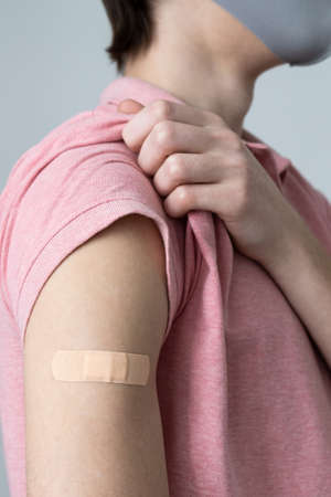 Young men vaccinatedの写真素材