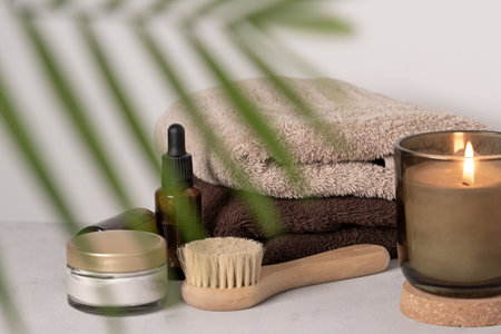 Eco Natural organic cosmetic products for skin care of face and body. Natural care, massage brush,...