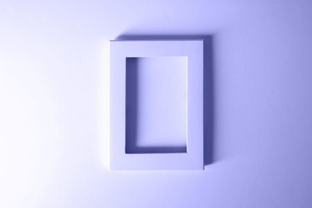 Empty frame on white background. Flat lay, top view. frame design. empty space. Template for a...