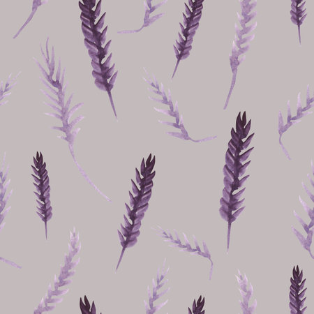 Watercolor purple flowers clipart. Floral clip art. Handmade illustration for greeting cards, wallpaper, stationery, fabric, wedding card. Flower pattern.の写真素材