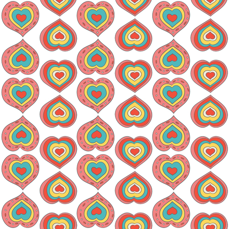 Heart pattern vector seamless. Fashion girl print on white background. Design for valentines day cards, teenage wallpaper or women wrapping paper.のイラスト素材