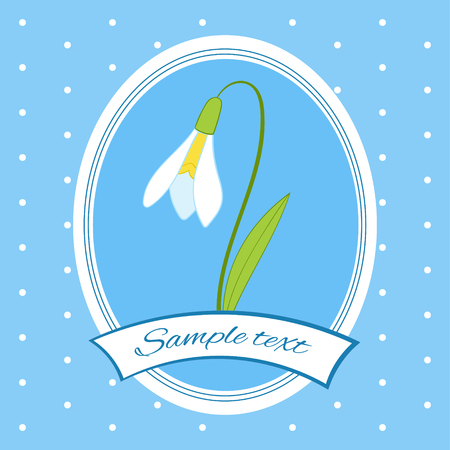 Spring flower snowdrop label vector. Snowdrop floral label for your design with place for text. Used as spring banner, scrapbook or greeting cardのイラスト素材