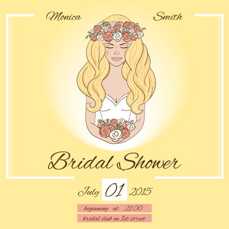 Bridal Shower invitation. Wedding card for bride party. Bridal illustrationのイラスト素材