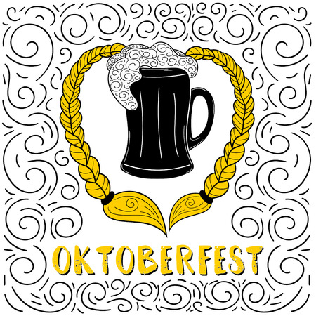 Oktoberfest poster vector for beer bar, party or pub template for  flyerのイラスト素材