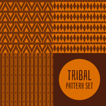 Collection of tribal ethnics background for fabric, wallpaper, wrapping paper, and card template seamless pattern vector illustrationのイラスト素材