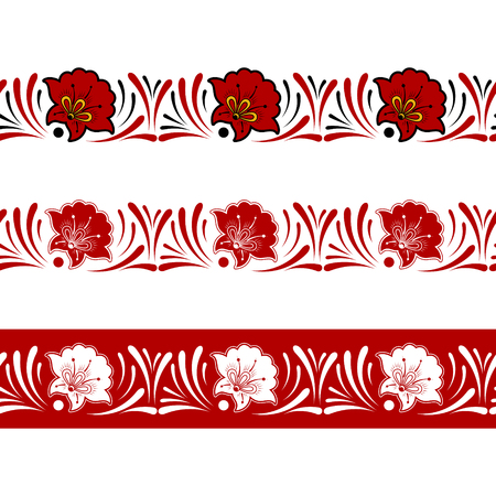 Set of Russian pattern borderのイラスト素材