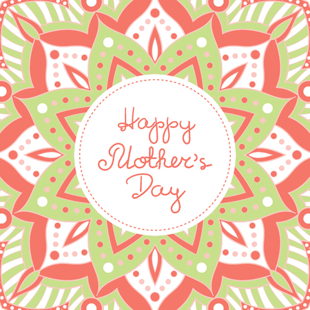 Happy Mothers Day background vector. Spring bright floral pattern print with frame and lettering text for holiday web banner, greeting card for mom or poster templates design.のイラスト素材