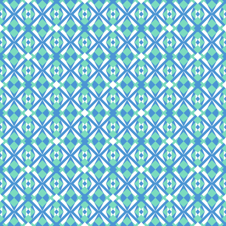 Pastel abstract geometric pattern seamless vector. Background with white, blue and mint green mosaic print. Design for product package, wallpaper, backdrop, textile, fabric, gift wrapping paper.のイラスト素材
