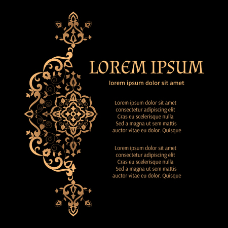 Floral luxury template vector with place for text. Golden royal pattern with floral motif. Vintage design for wedding invitation, greeting card, book page, spa or bridal salon flyer.のイラスト素材