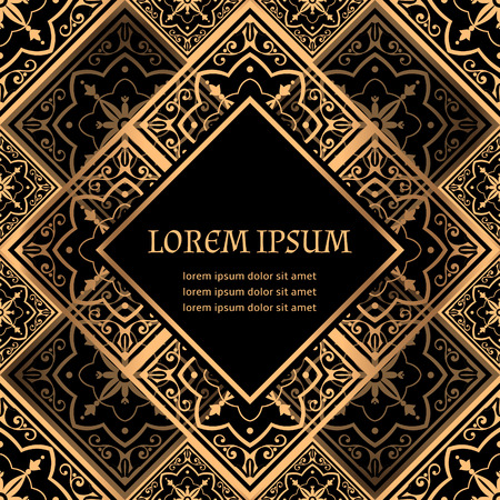 Luxury background vector. Golden royal pattern. Victorian frame design for beauty spa, wedding ceremony, greeting card, anniversary template, menu covering, christmas and new year concepts.のイラスト素材