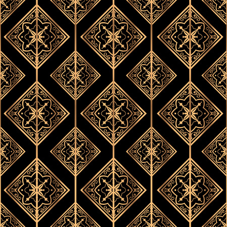 Luxury background vector. Golden royal pattern seamless. Classic tile design for beauty spa, wedding ceremony, yoga wallpaper, packaging, wrapping paper, christmas and new year backdrop.のイラスト素材