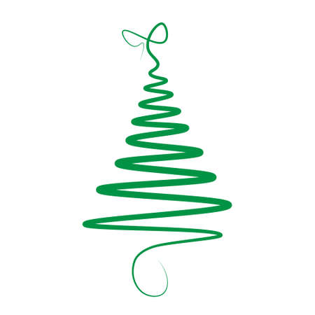 Christmas tree continuous outline doodle. Vector illustrationのイラスト素材