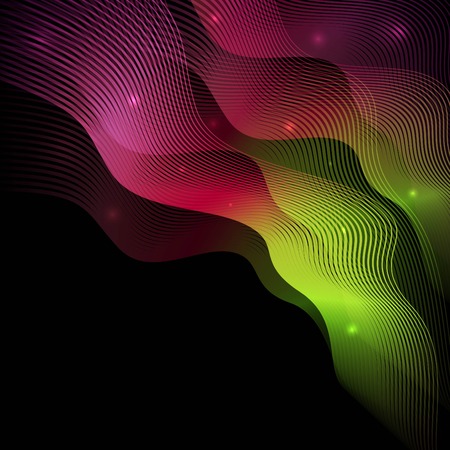 Decorative vector abstract background with the transition from black through green to pink with a bright glowのイラスト素材