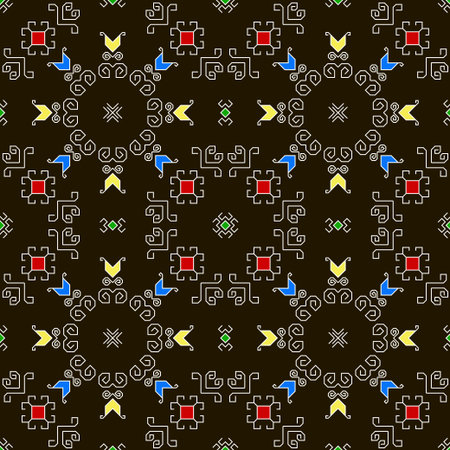Geometric seamless pattern with traditional elements of the Chuvash culture. Ethnic pattern with...