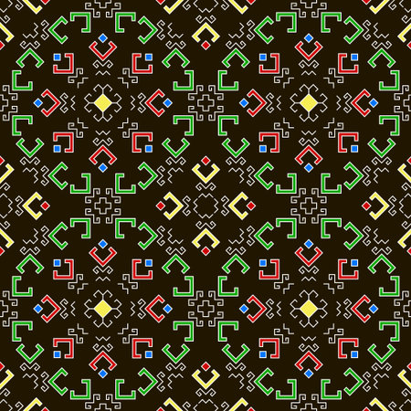 Geometric seamless pattern with traditional elements of the Chuvash culture. Ethnic pattern with...