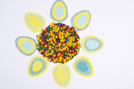 Happy Easter card with decorative eggs. Easter background. Easter applicationの写真素材