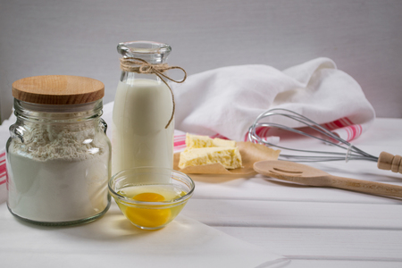 Baking cake . Dough  recipe ingredientsの写真素材