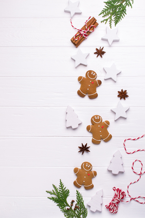 Christmas gingerbread man cookiesの写真素材