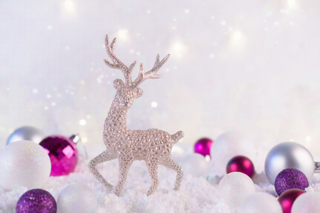 Silver Christmas decoration deerの写真素材