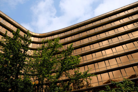 Urban architecture. Modern office building with glass facade.の写真素材