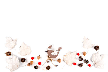 Winter holiday minimal concept Eco-friendly Christmas decor. Zero Waste holidayの写真素材