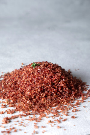 Pile of wine infused sea salt. Gourmet condiment to aromatize and season food Dessert, Seafood,...