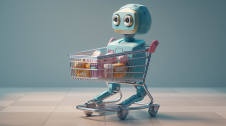 A futuristic robot cleans the floor. A modern innovation for the household. Generative AI contentの素材