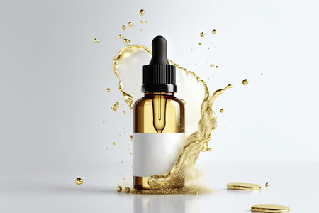 Medicinal cannabis oil extracts in jars and green cannabis leaves, alternative medicine. Different glass bottles with CBD OIL. AI generativeの素材