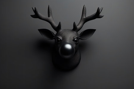 New Year concept. Christmas reindeer black head with antlers with christmas decorations. AI generativeの素材