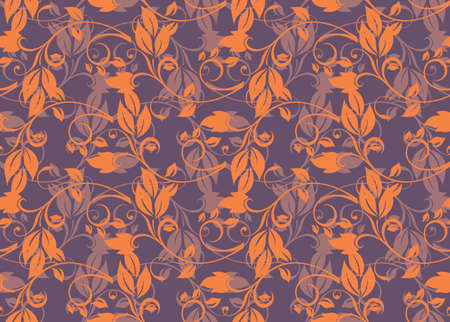 Orange and lilac floral seamless ornamentのイラスト素材