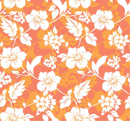 white and orange floral seamless patternのイラスト素材