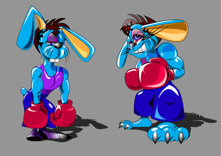 rabbits boxerのイラスト素材